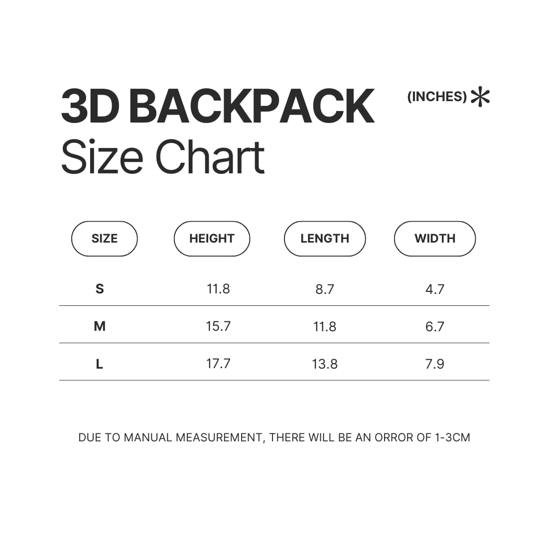 3D Backpack Size Chart - Sex And The City Store