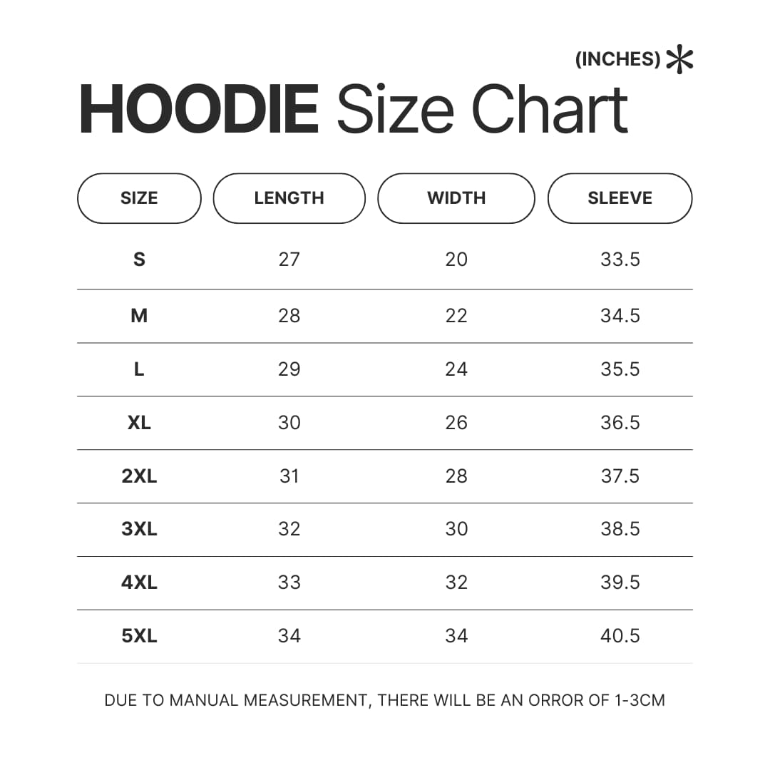 Hoodie Size Chart - Sex And The City Store