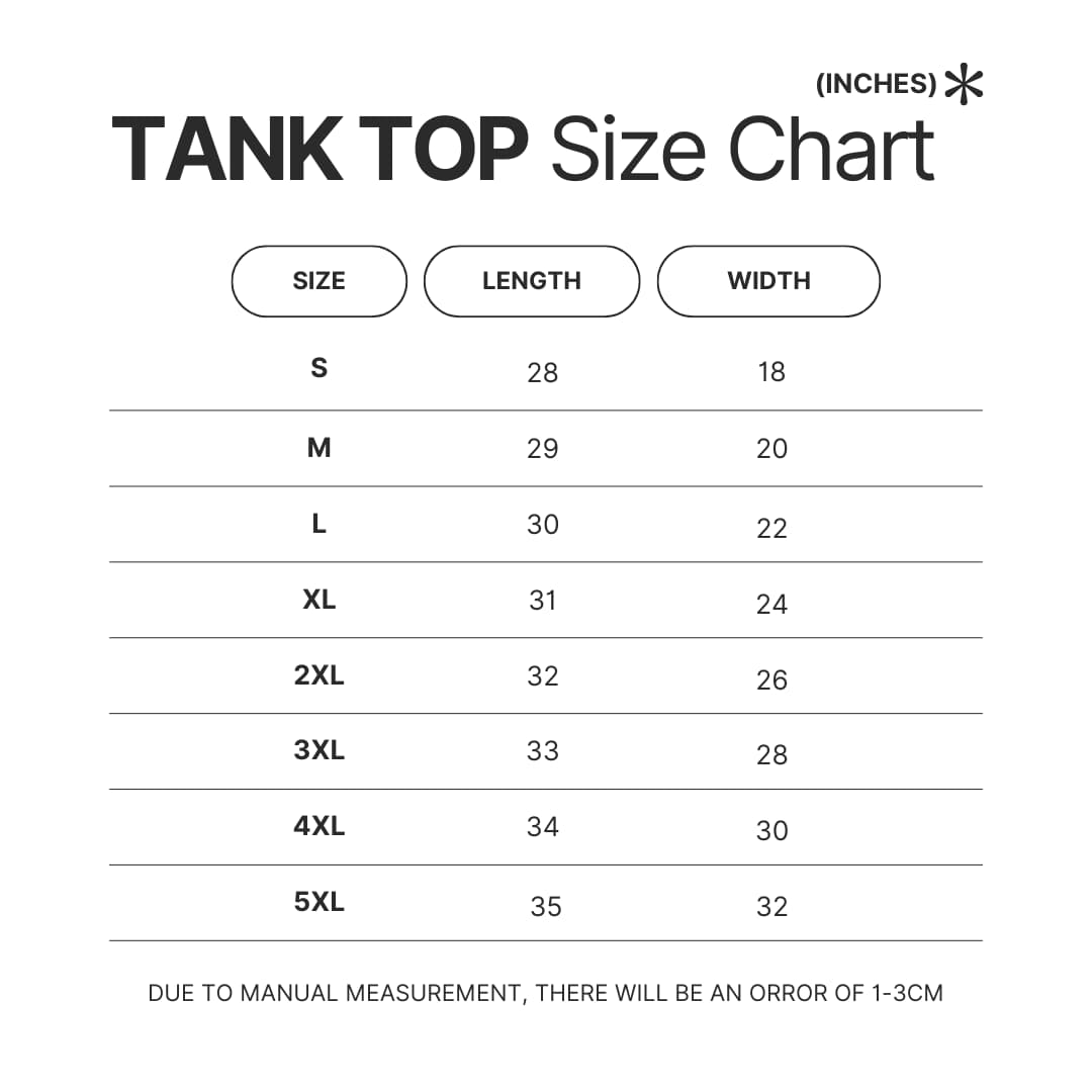 Tank Top Size Chart - Sex And The City Store