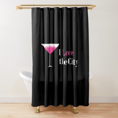 I Love The City Pink Shower Curtain